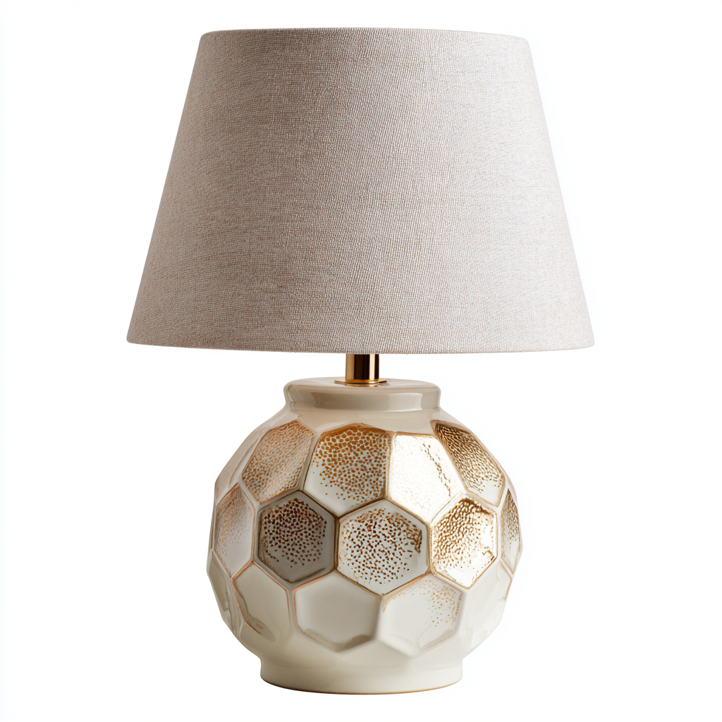 Lampada da tavolo ceramica e tessuto 26x26x45 cm - beige-oro-avorio - design moderno-Luxegolab