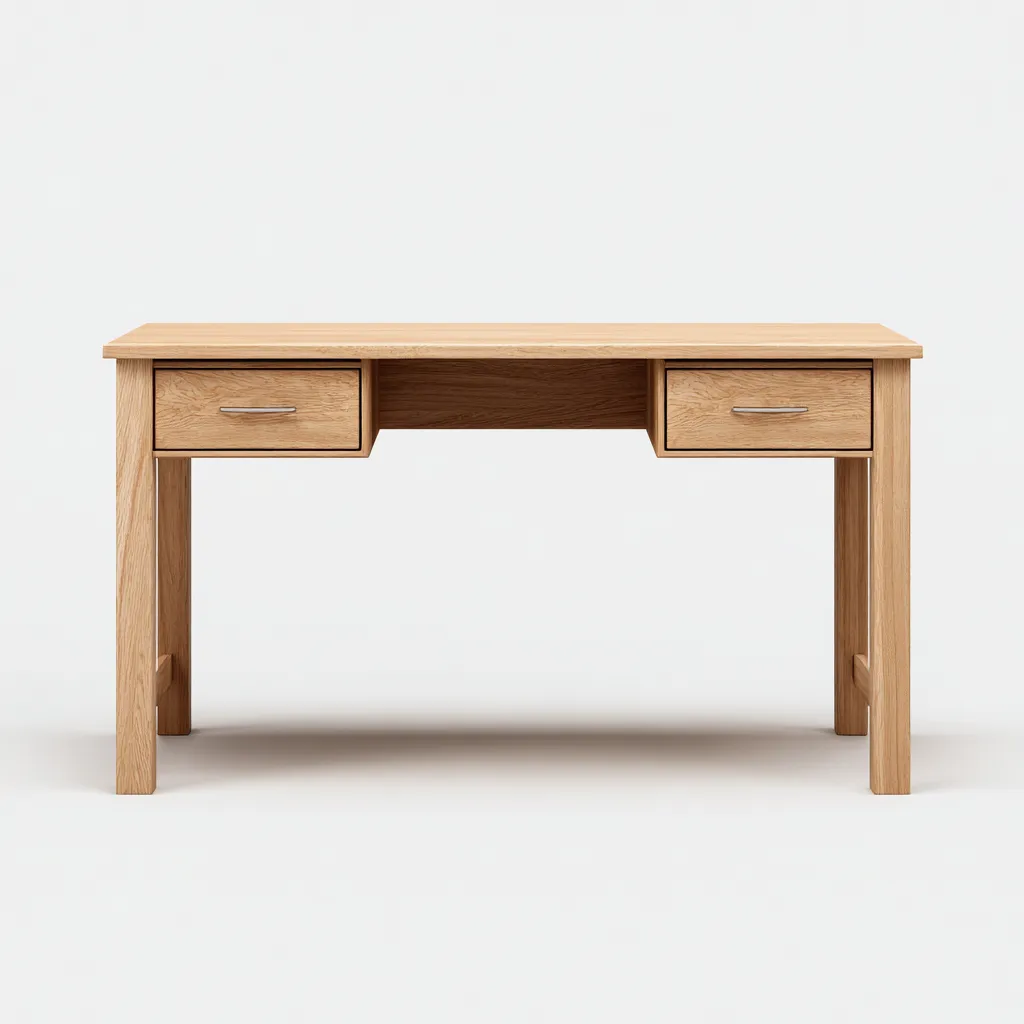 Scrivania in legno massello 135x58x78 cm - legno naturale - con 2 cassetti-Luxegolab