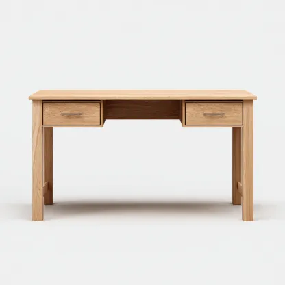 Scrivania in legno massello 135x58x78 cm - legno naturale - con 2 cassetti-Luxegolab