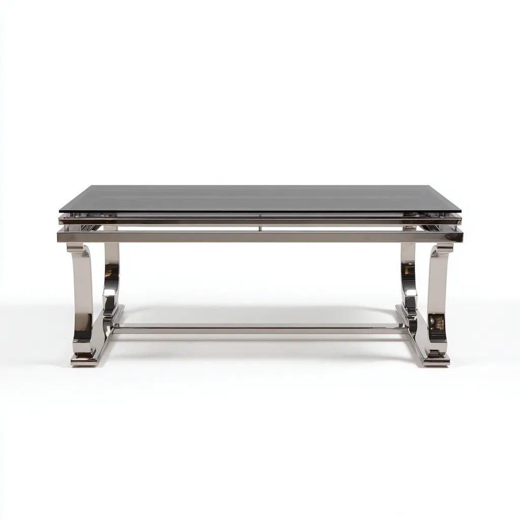 Tavolino da caffè Vetro-Metallo 120x60x45 cm - Nero-Argento - Design moderno-Luxegolab