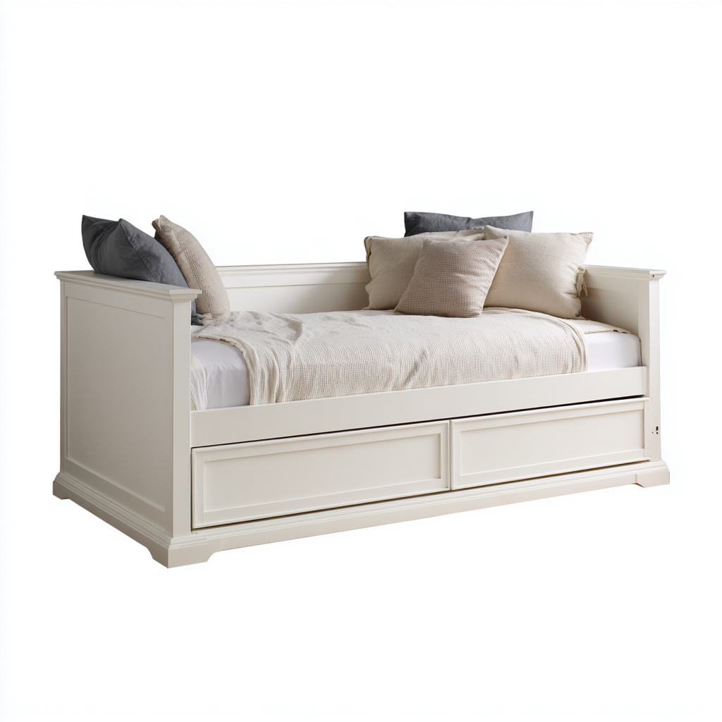 Divano letto Legno 200x95x90 cm - Bianco - Stile classico-Luxegolab