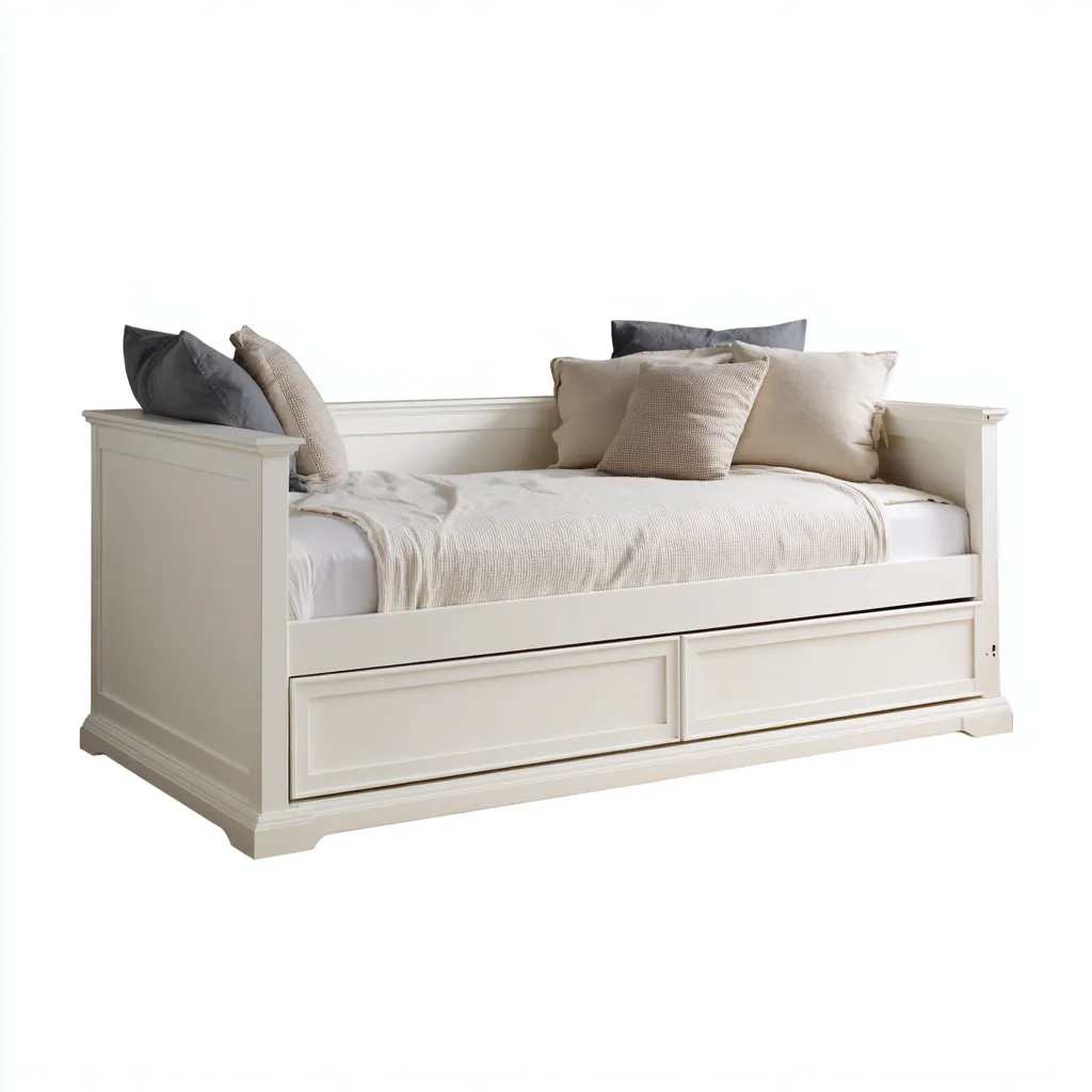 Divano letto Legno 200x95x90 cm - Bianco - Stile classico-Luxegolab