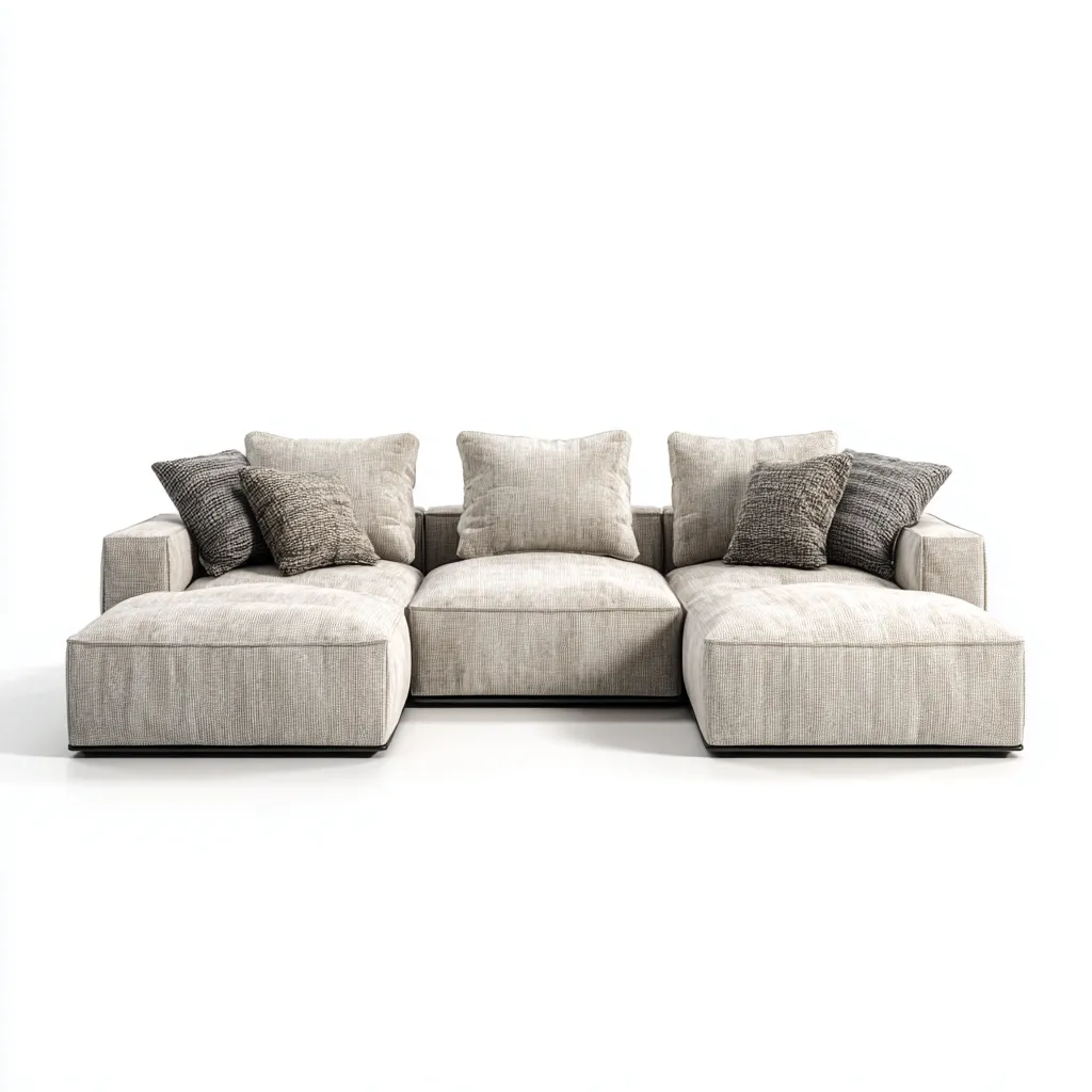 Set divani tessuto 330x170x85 cm - beige chiaro-grigio - stile moderno-Luxegolab