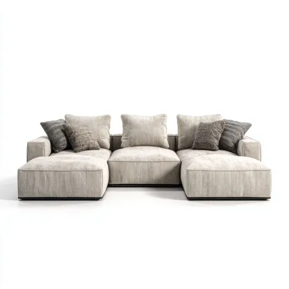 Set divani tessuto 330x170x85 cm - beige chiaro-grigio - stile moderno-Luxegolab