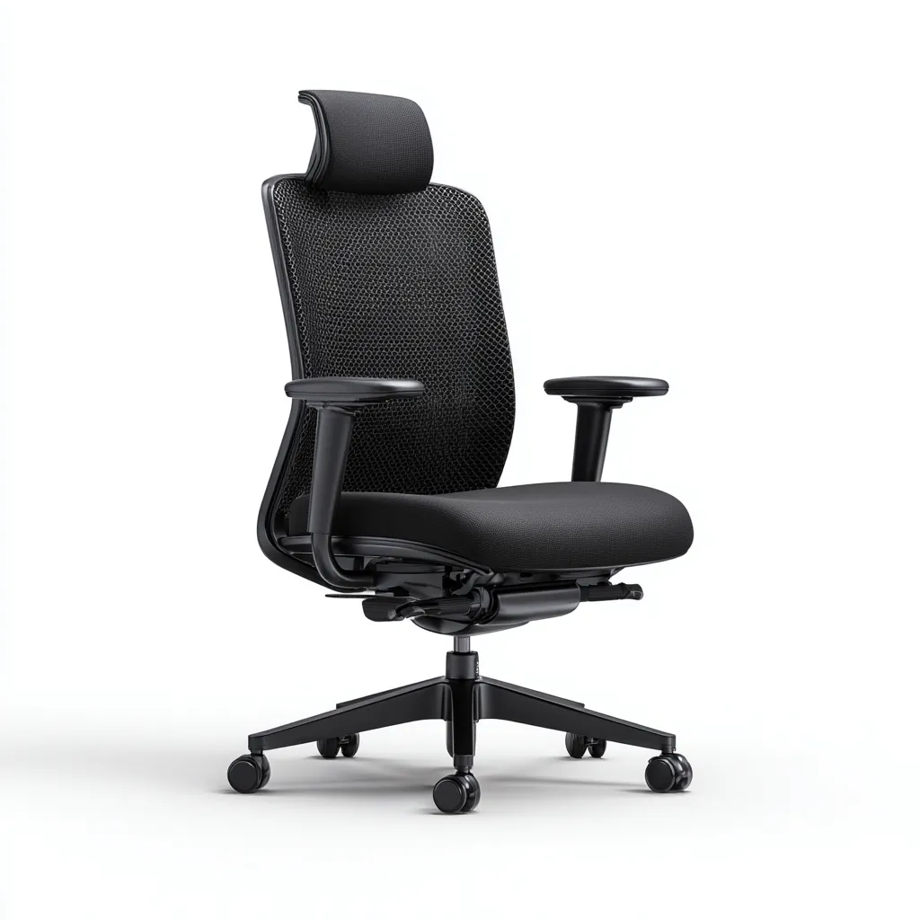 Sedia da ufficio rete nera con poggiatesta 60x60x115 cm - base girevole - supporto ergonomico-Luxegolab