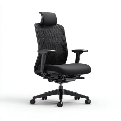 Sedia da ufficio rete nera con poggiatesta 60x60x115 cm - base girevole - supporto ergonomico-Luxegolab