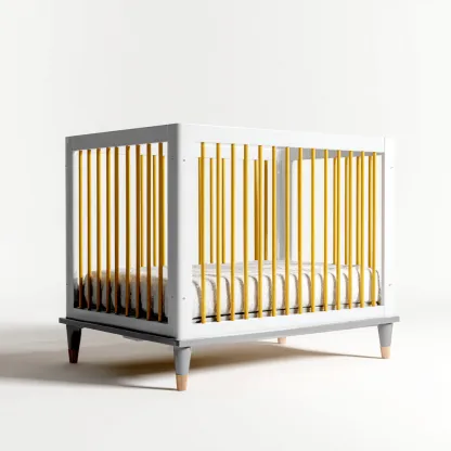 Lettino per bambini 122x70x93 cm - bianco-giallo - design moderno-Luxegolab