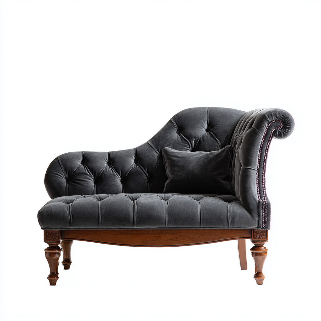 Chaise longue velluto e legno 150x80x95 cm - grigio scuro-legno - design classico-Luxegolab