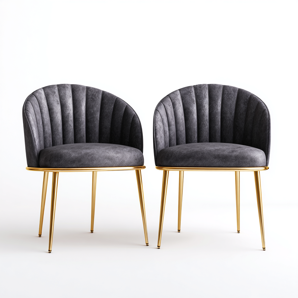 Poltrona in velluto e metallo 68x62x78 cm - grigio-oro - design moderno-Luxegolab