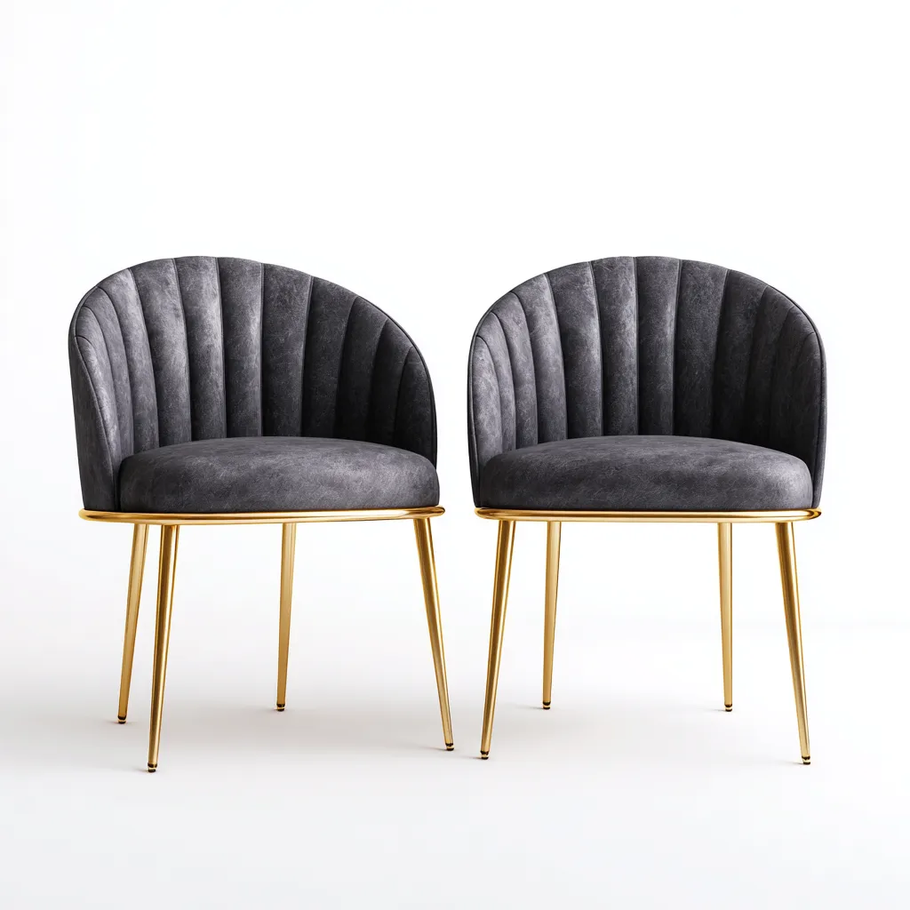 Poltrona in velluto e metallo 68x62x78 cm - grigio-oro - design moderno-Luxegolab