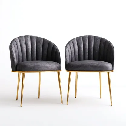 Poltrona in velluto e metallo 68x62x78 cm - grigio-oro - design moderno-Luxegolab