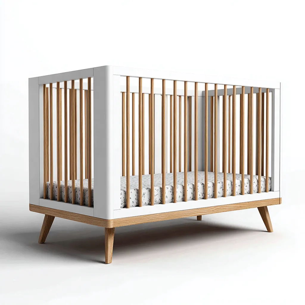 Lettino per bambini 125x65x90 cm - struttura in legno - bianco-marrone - design moderno per cameretta-Luxegolab