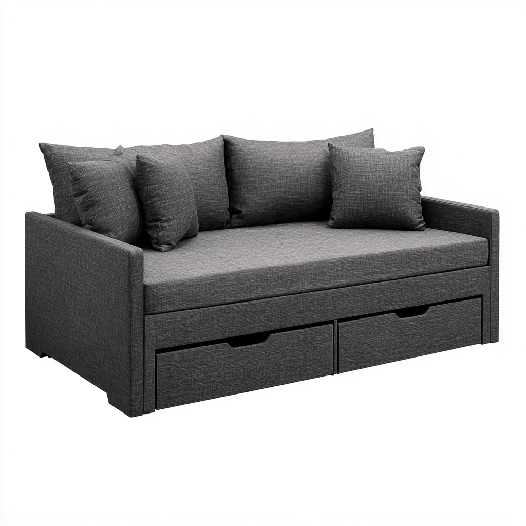 Divano letto tissu 195x85x80 cm - gris foncé - design moderne-Luxegolab