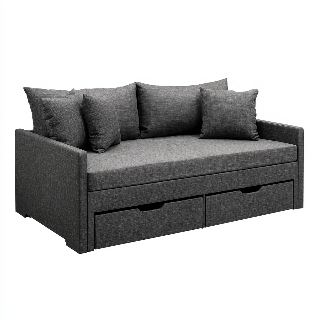 Divano letto tissu 195x85x80 cm - gris foncé - design moderne-Luxegolab