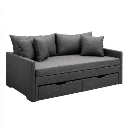 Divano letto tissu 195x85x80 cm - gris foncé - design moderne-Luxegolab