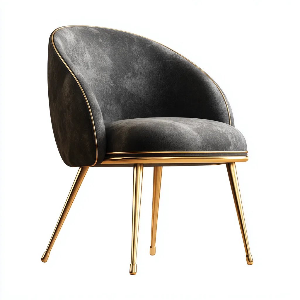 Poltrona velluto-metallo 70x75x82 cm - grigio-oro - stile moderno-Luxegolab