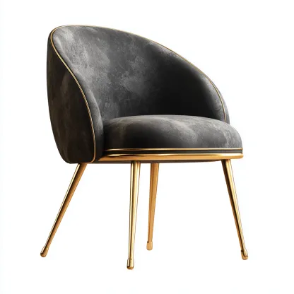 Poltrona velluto-metallo 70x75x82 cm - grigio-oro - stile moderno-Luxegolab