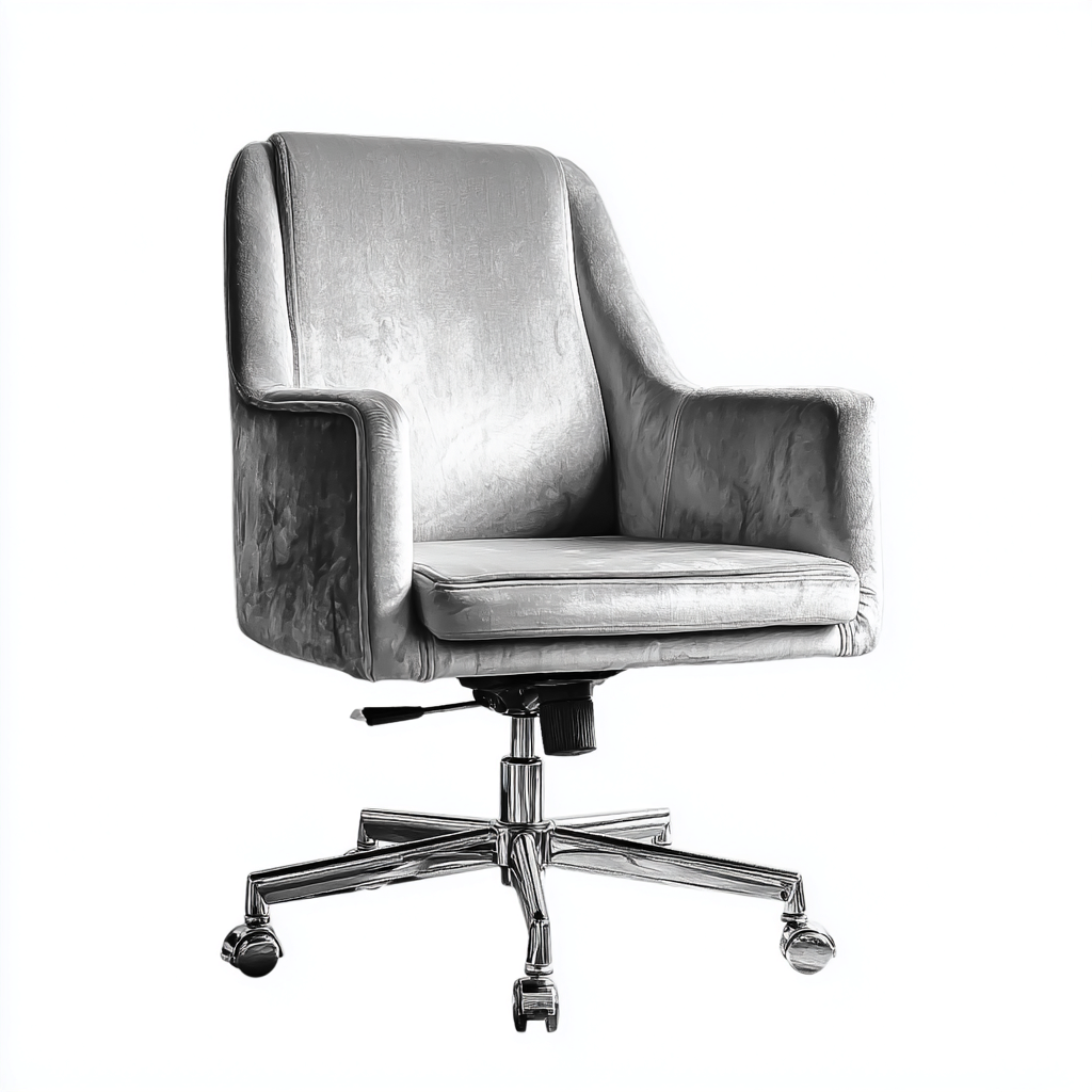 Sedia da ufficio in velluto e metallo 62x60x92 cm - grigio-argento - design moderno-Luxegolab