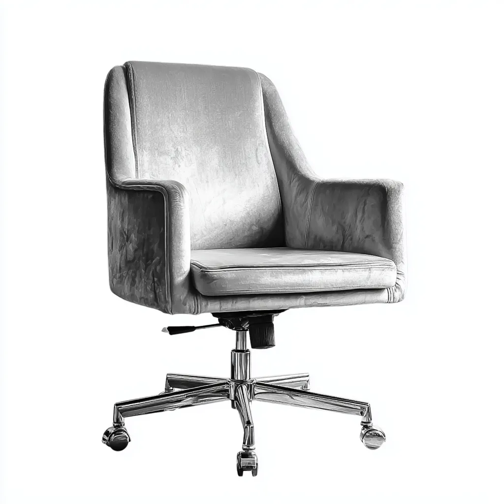 Sedia da ufficio in velluto e metallo 62x60x92 cm - grigio-argento - design moderno-Luxegolab