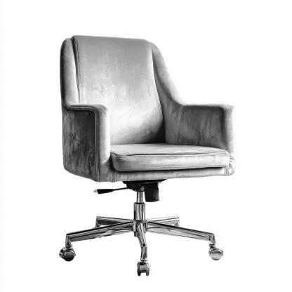 Sedia da ufficio in velluto e metallo 62x60x92 cm - grigio-argento - design moderno-Luxegolab