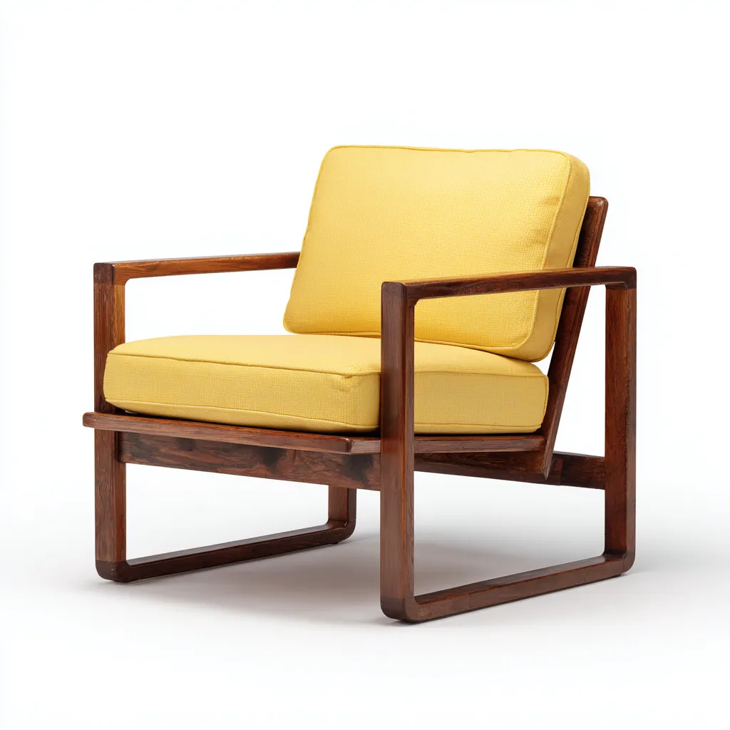 Poltrona in legno massello e tessuto 78x72x82 cm - giallo-legno naturale - design moderno-Luxegolab