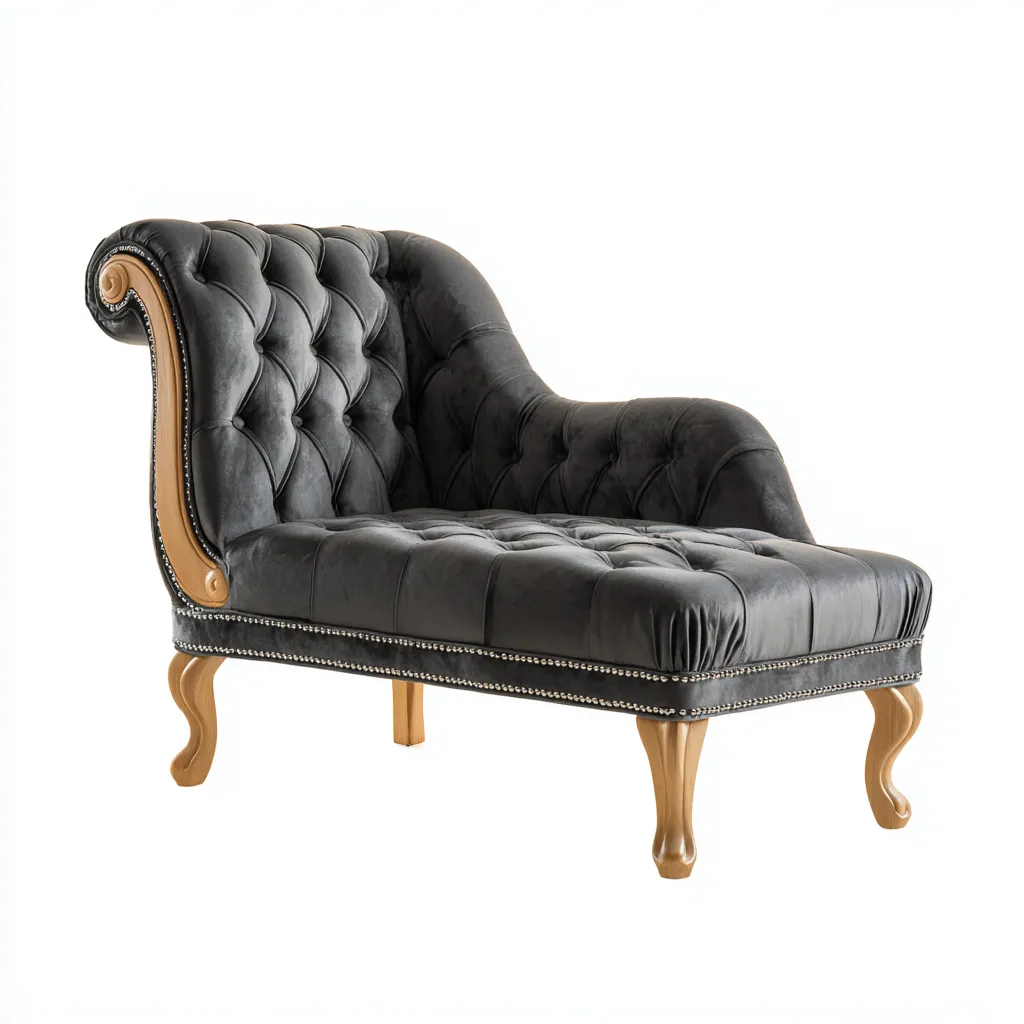 Chaise longue Velluto-Legno 150x70x85 cm - Grigio - Design classico-Luxegolab