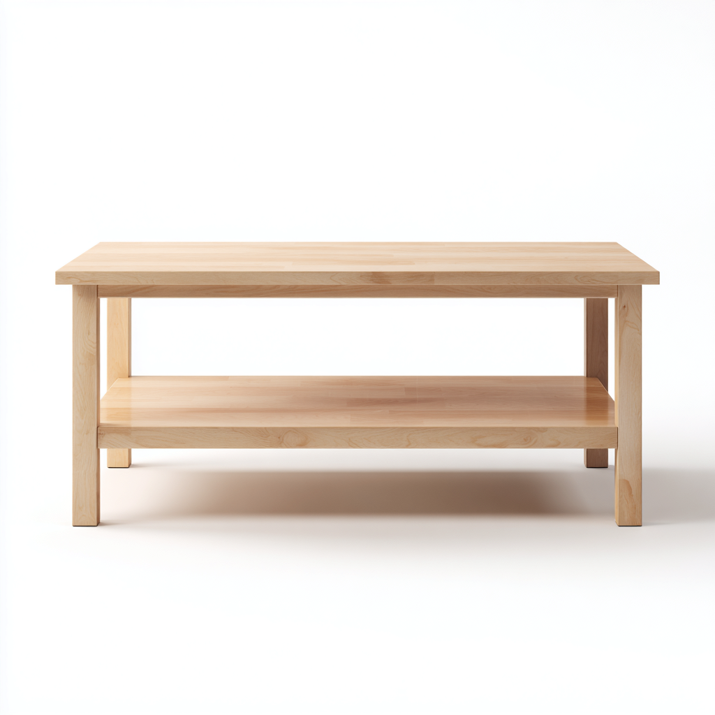 Tavolino da caffè legno 100x55x48 cm - colore naturale - design semplice-Luxegolab