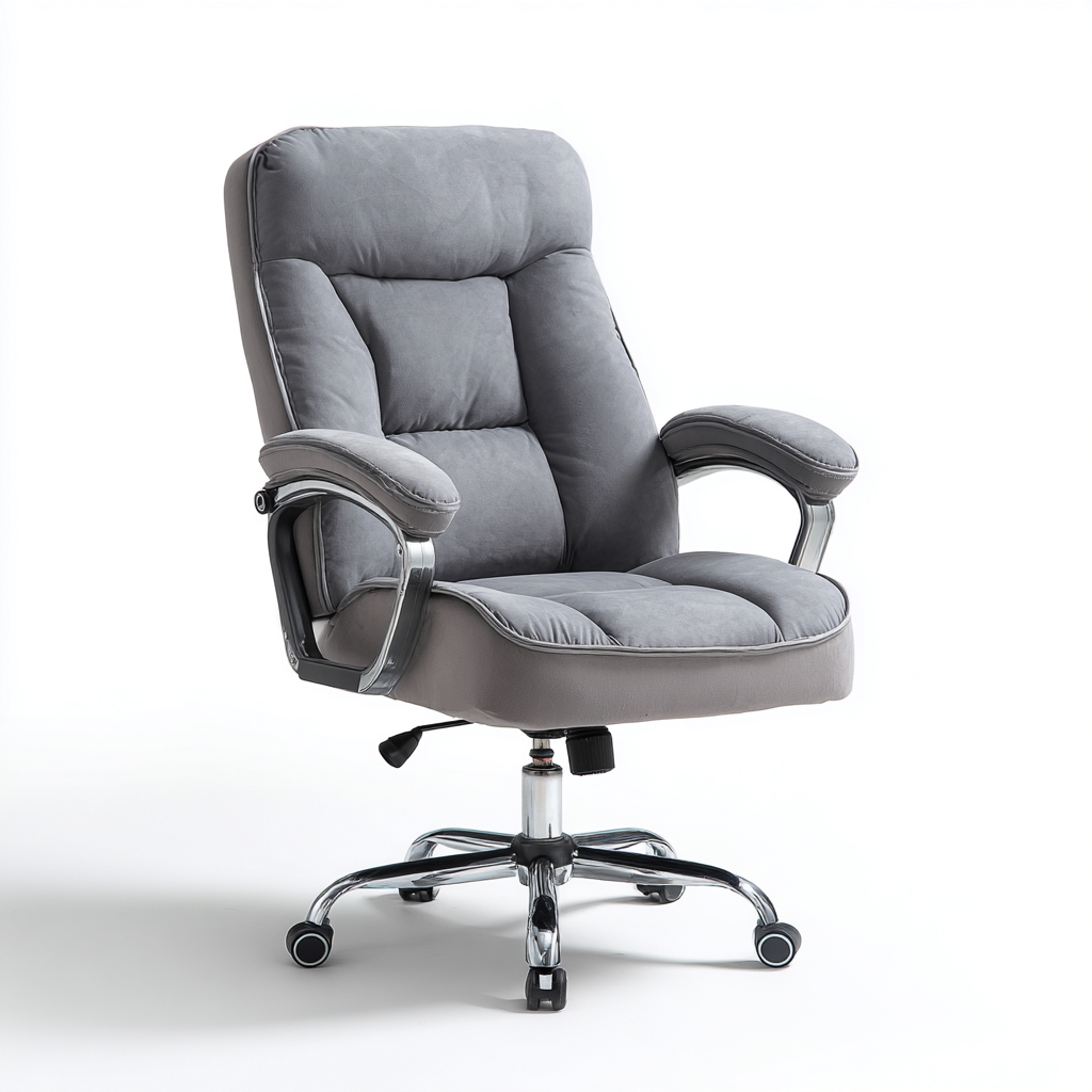 Sedia da ufficio in tessuto e metallo 70x68x112 cm - grigio-argento - design ergonomico-Luxegolab