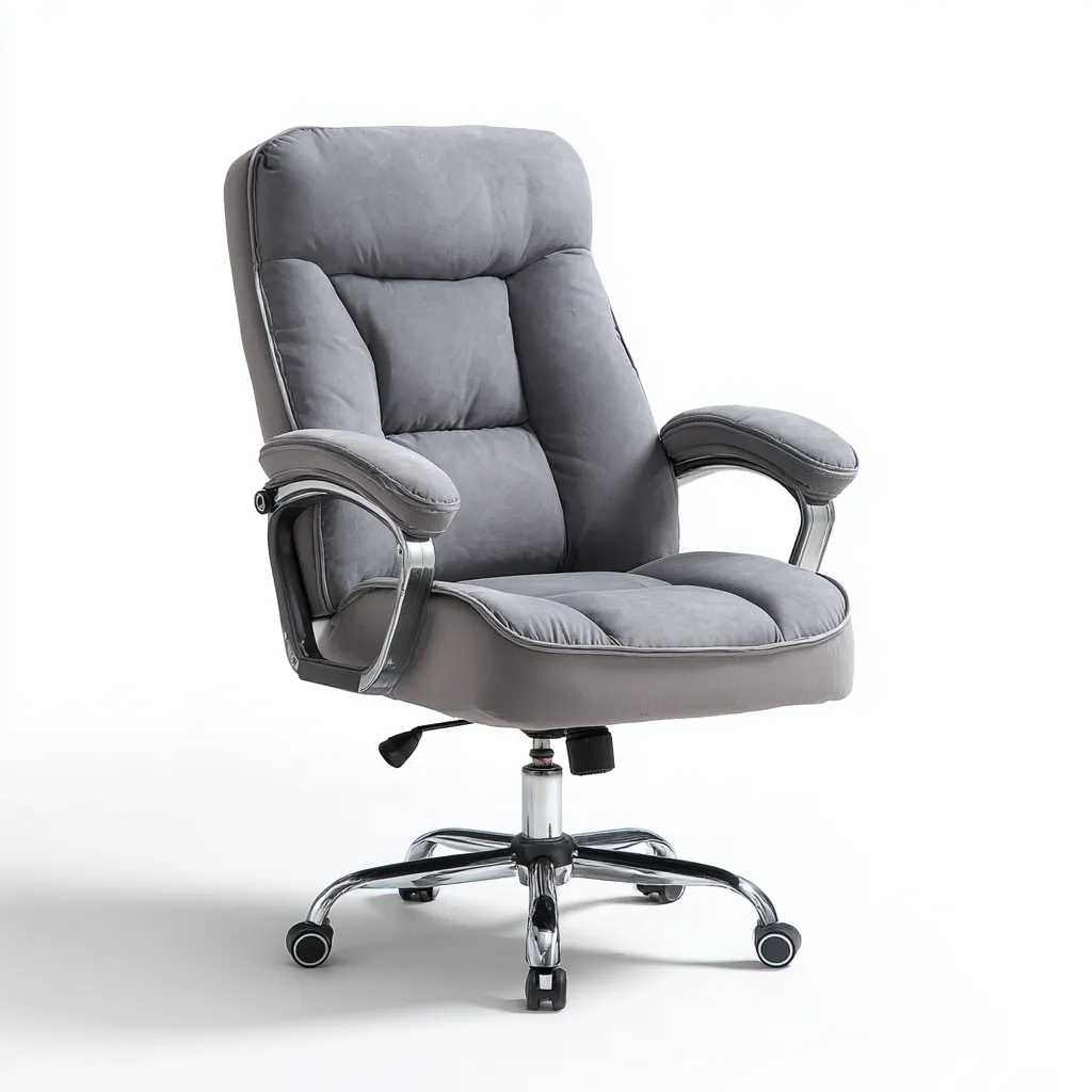 Sedia da ufficio in tessuto e metallo 70x68x112 cm - grigio-argento - design ergonomico-Luxegolab