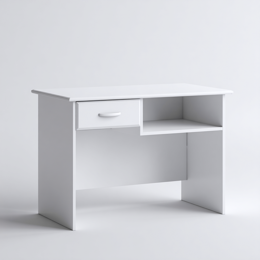 Scrivania in legno 100x45x75 cm - bianco - con 1 cassetto-Luxegolab