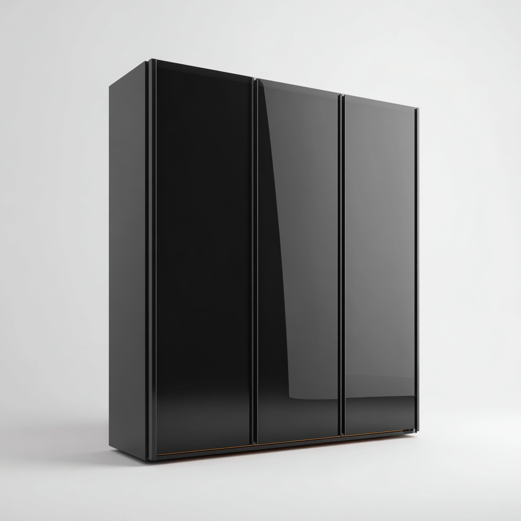 Armadio 180x60x220 cm - pannelli MDF lucidi - nero - design moderno per camera da letto-Luxegolab