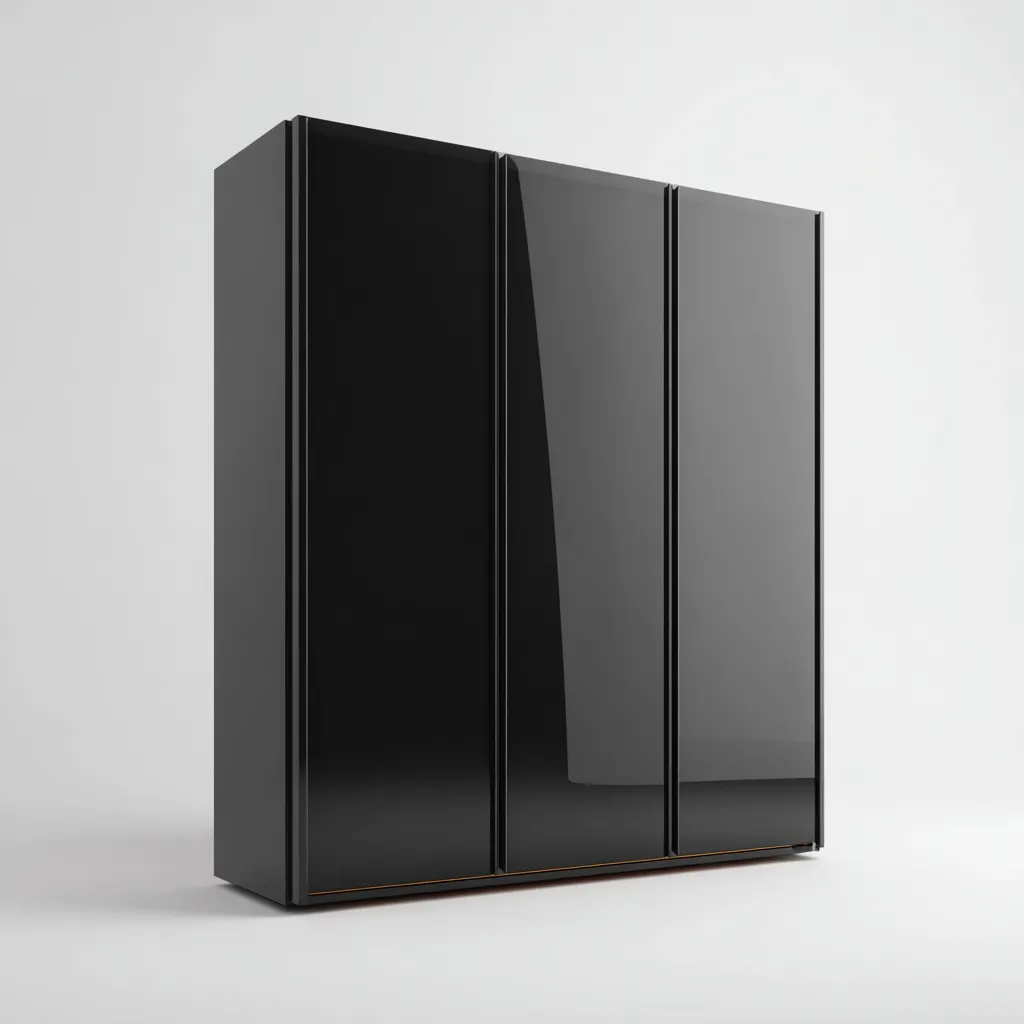 Armadio 180x60x220 cm - pannelli MDF lucidi - nero - design moderno per camera da letto-Luxegolab