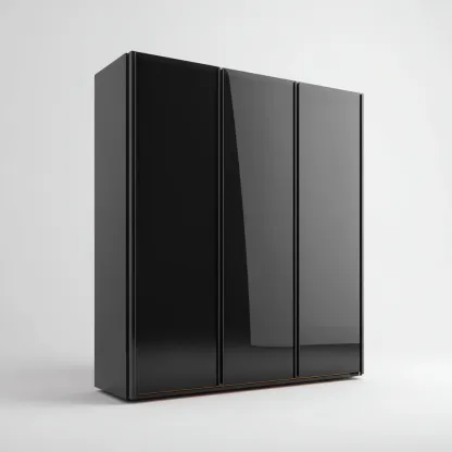 Armadio 180x60x220 cm - pannelli MDF lucidi - nero - design moderno per camera da letto-Luxegolab