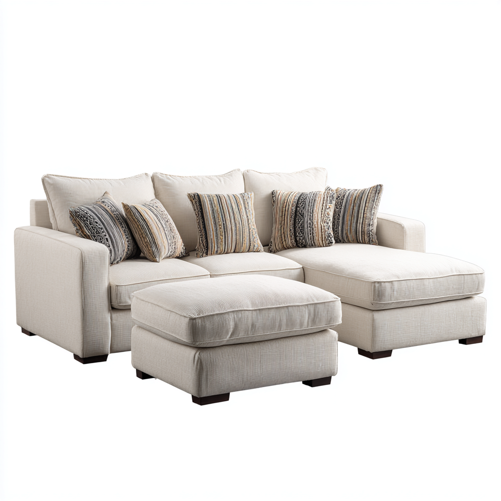 Set divani tessuto-legno 260x160x90 cm - beige - stile moderno-Luxegolab