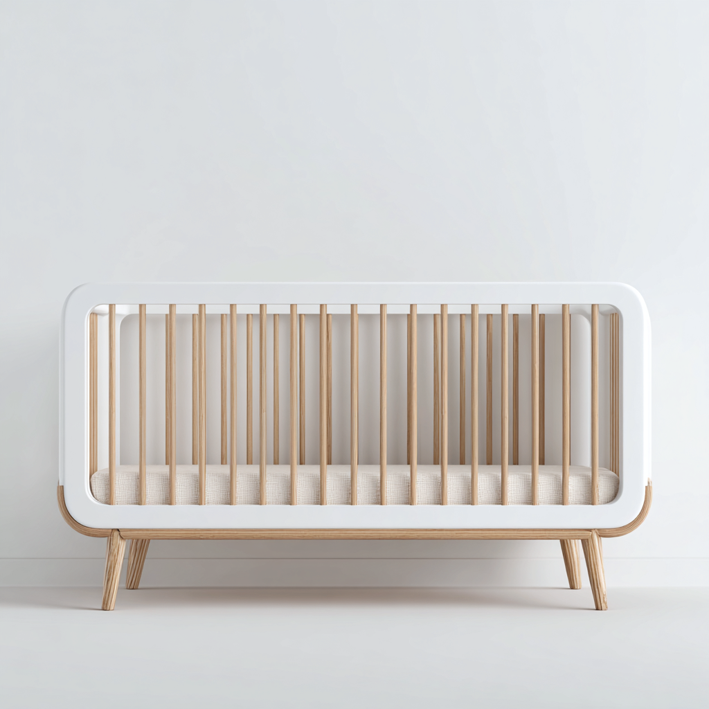 Lettino per bambini 132x72x92 cm - bianco-legno naturale - stile moderno-Luxegolab