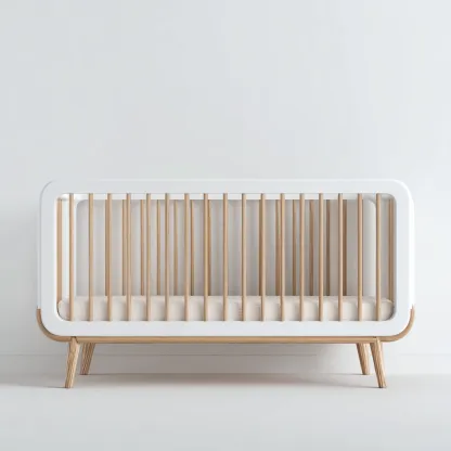 Lettino per bambini 132x72x92 cm - bianco-legno naturale - stile moderno-Luxegolab