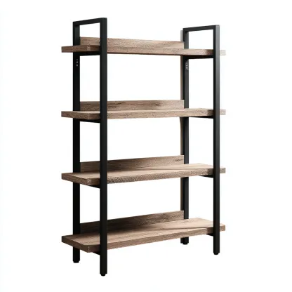 Librerie-legno-metallo 75x28x150 cm-rovere-nero-stile industriale-Luxegolab