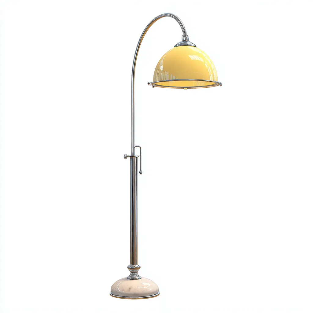 Lampada da terra in metallo e vetro 32x28x165 cm colore giallo-argento design moderno per illuminazione interna-Luxegolab