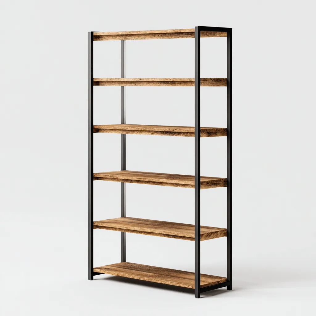 Librerie-legno-metallo 80x30x180 cm-rovere-nero-stile industriale-Luxegolab