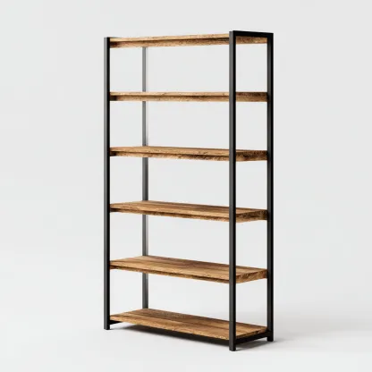 Librerie-legno-metallo 80x30x180 cm-rovere-nero-stile industriale-Luxegolab