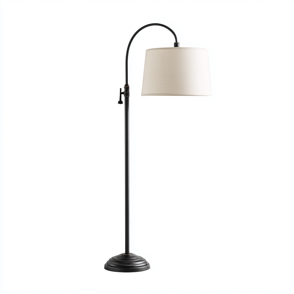 Lampada da terra in metallo e tessuto 30x30x165 cm - nero-beige - design moderno-Luxegolab