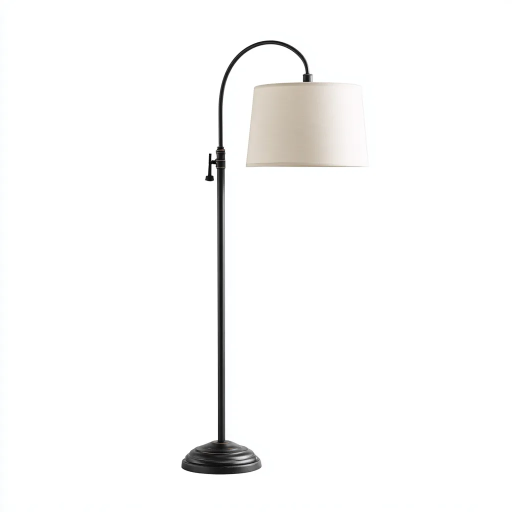 Lampada da terra in metallo e tessuto 30x30x165 cm - nero-beige - design moderno-Luxegolab
