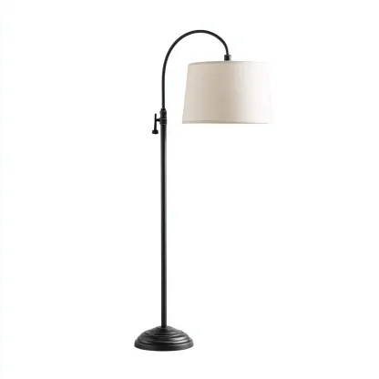 Lampada da terra in metallo e tessuto 30x30x165 cm - nero-beige - design moderno-Luxegolab