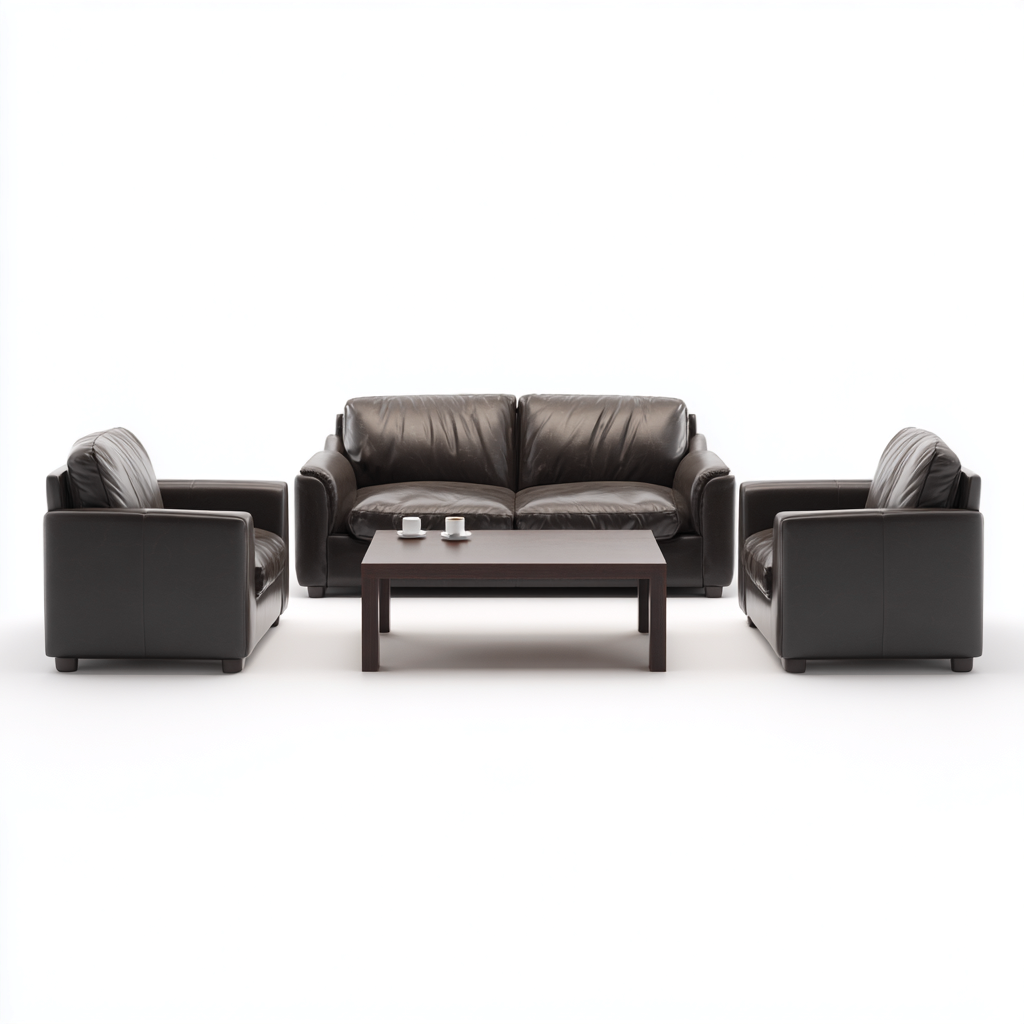 Set divani pelle 200x90x90 cm - marrone scuro - design moderno-Luxegolab