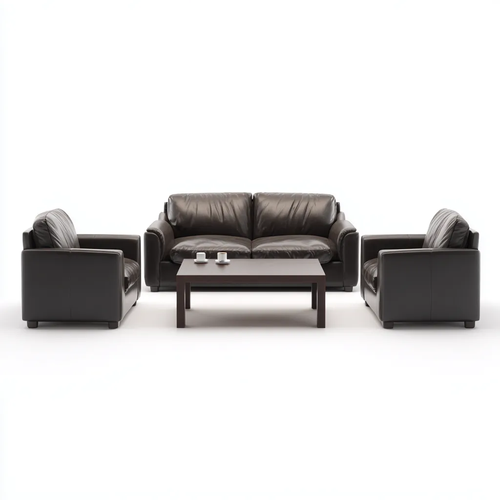 Set divani pelle 200x90x90 cm - marrone scuro - design moderno-Luxegolab