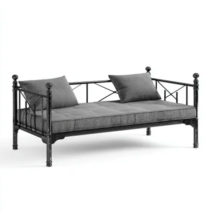 Divano letto tessuto 195x85x80 cm - grigio scuro - design moderno-Luxegolab