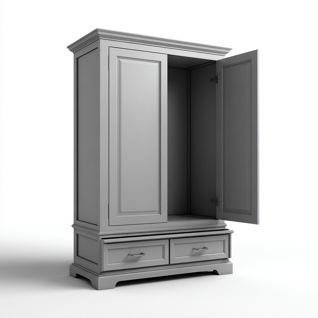 Armadio Legno composito 85x50x190 cm - Grigio - Stile classico-Luxegolab