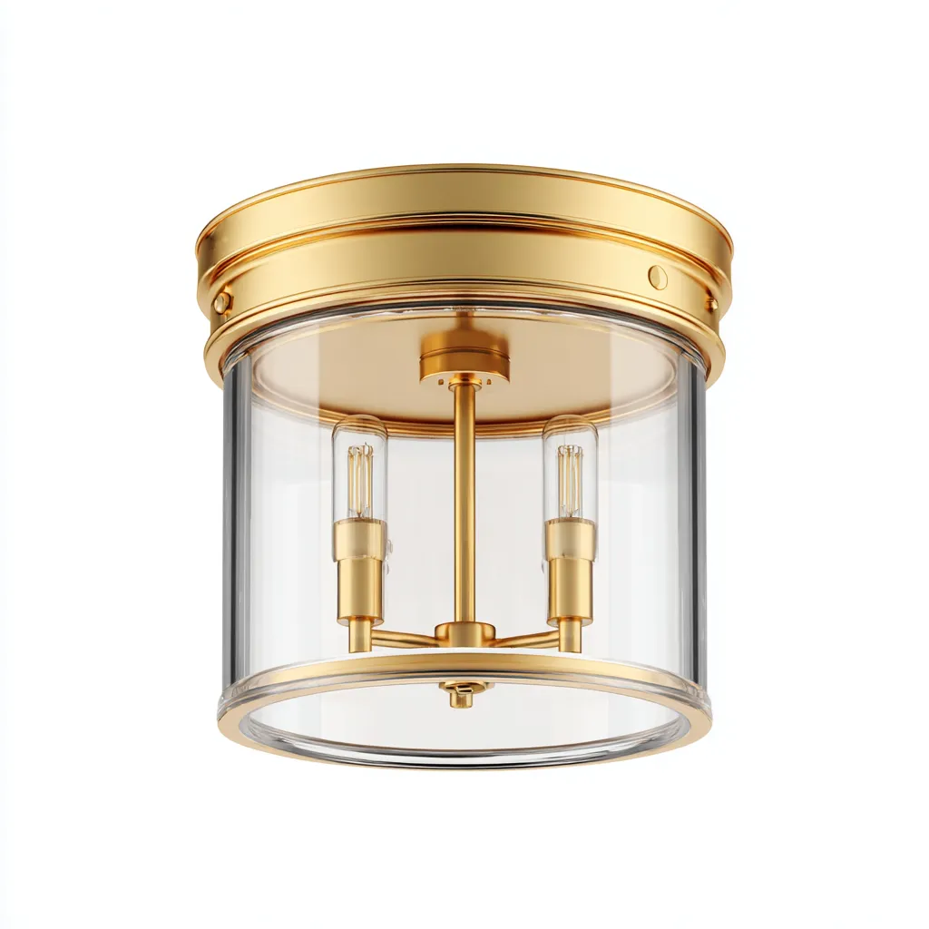 Lampada da soffitto in metallo dorato e vetro trasparente 28x28x24 cm - design moderno - per illuminazione interna-Luxegolab