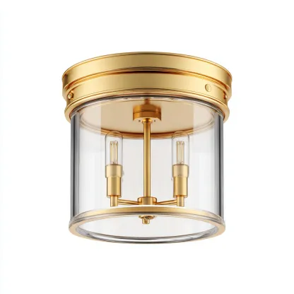 Lampada da soffitto in metallo dorato e vetro trasparente 28x28x24 cm - design moderno - per illuminazione interna-Luxegolab