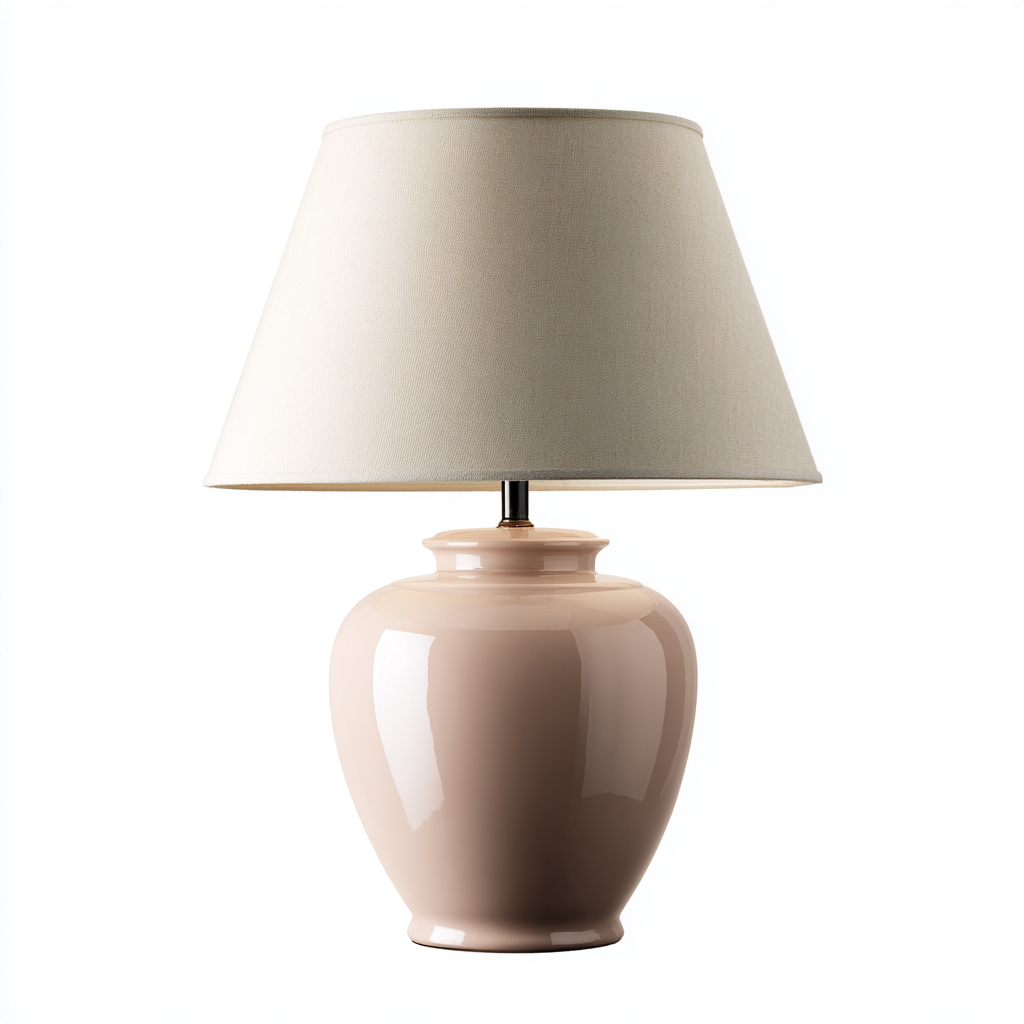 Lampada da tavolo ceramica-tessuto 30x30x48 cm - rosa-beige - stile classico adatta per soggiorno-Luxegolab